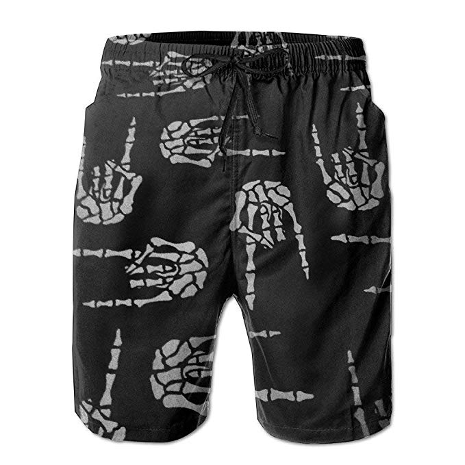 Pantalones Cortos de Playa para Hombre Heavy Metal Skull Rock Hand Verano Traje de baño
